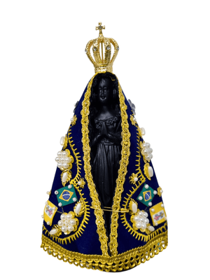 Imagem de Nossa Senhora Aparecida Em Pó de Mármore Manto Flor 18 cm