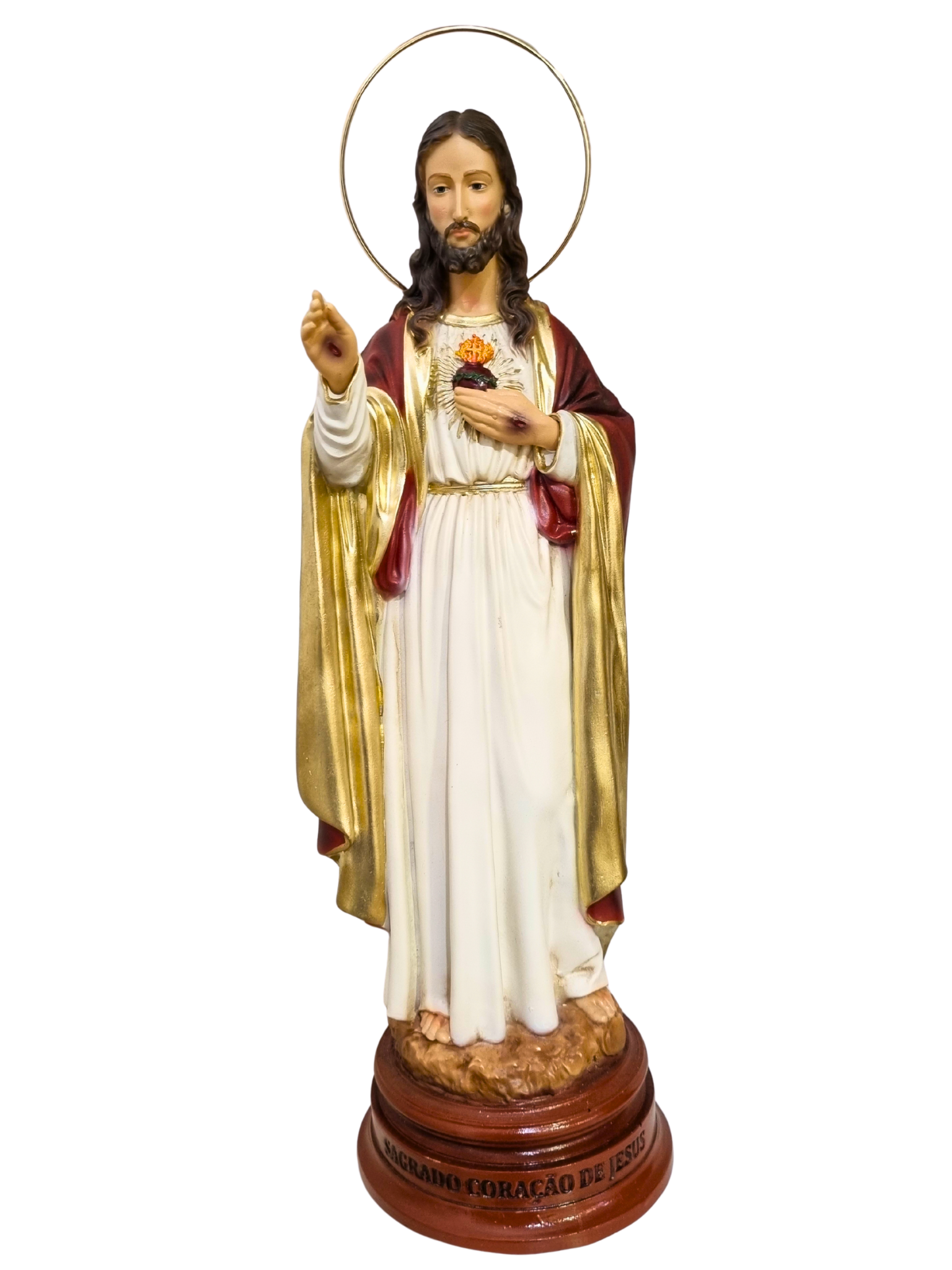 Imagem do Sagrado Coração de Jesus em Pó de Mármore Colorida 33 cm