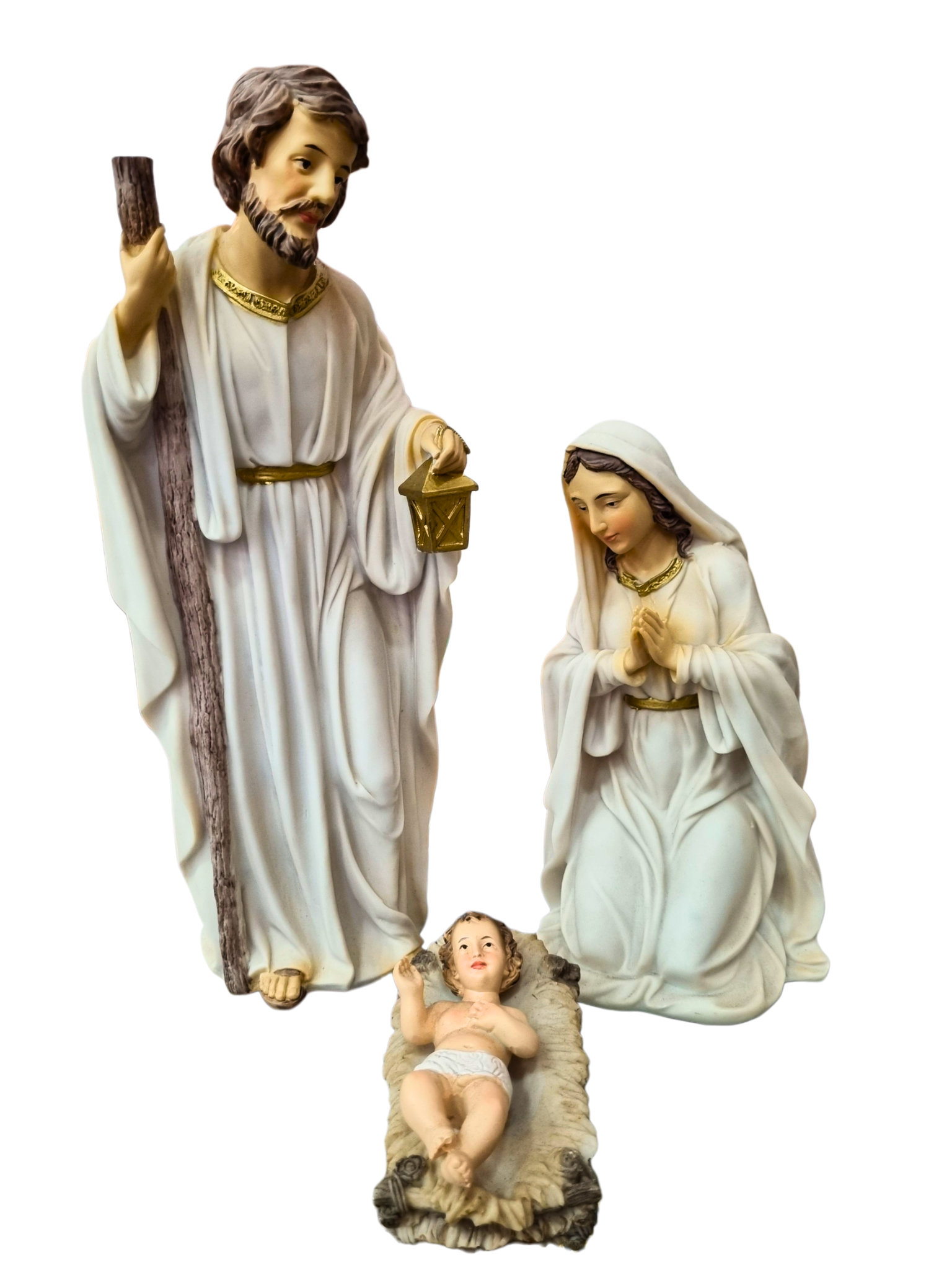 Sagrada Família em Resina Cor Marfim 30 cm 3 peças