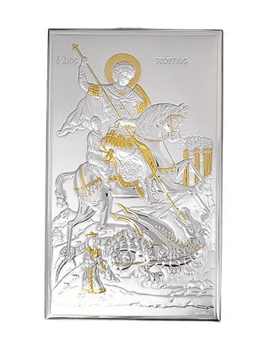 Adorno Italiano de Prata São Jorge 12 cm x 20 cm-TerraCotta Arte Sacra