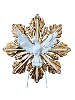 Adorno de Mesa em Metal Resplendor do Divino Espírito Santo com Cristais15 cm-TerraCotta Arte Sacra