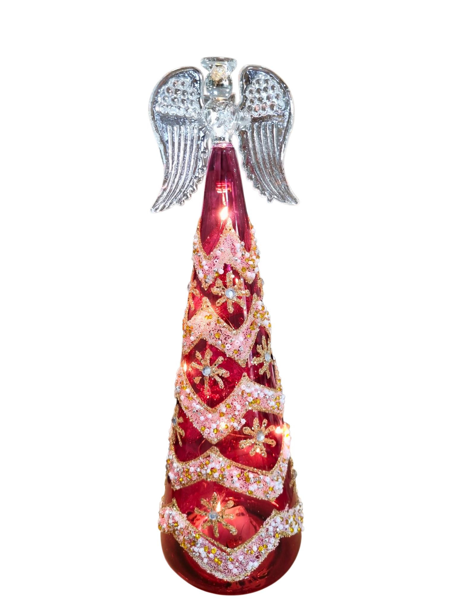 Anjo Natalino em Cristal De Murano com Led 27 cm-TerraCotta Arte Sacra