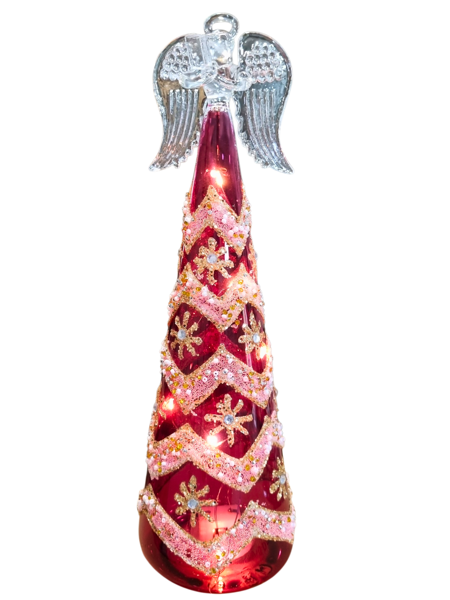 Anjo Natalino em Cristal De Murano com Led 27 cm-TerraCotta Arte Sacra