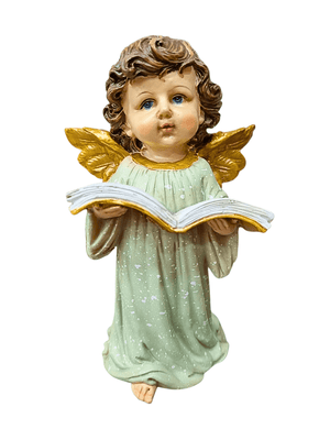Anjo com Bíblia em Resina 18 cm-TerraCotta Arte Sacra
