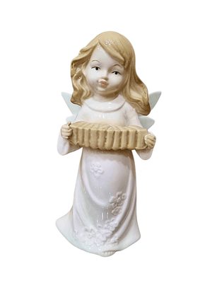 Anjo de Porcelana com Sanfona 17 cm-TerraCotta Arte Sacra