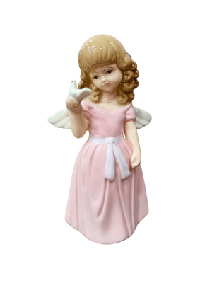 Anjo em Porcelana Menina com Pomba 12 cm-TerraCotta Arte Sacra