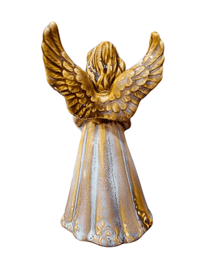 Anjo em Porcelana com Harpa 15 cm-TerraCotta Arte Sacra