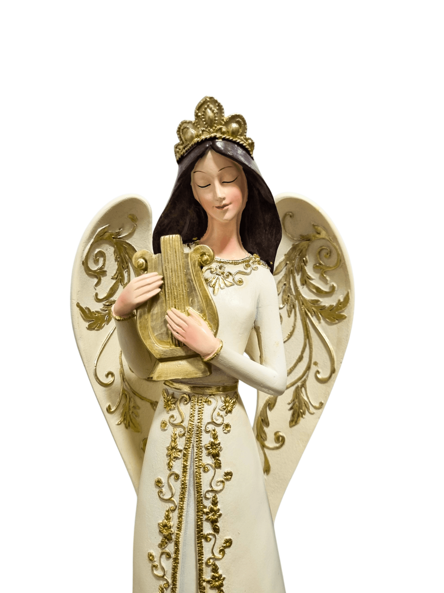 Anjo em Resina com Lira 36 cm-TerraCotta Arte Sacra