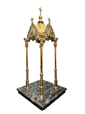 Baldaquino de Bronze Neogótico com Granito Indiano 100cm-TerraCotta Arte Sacra