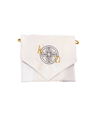 Bolsa Viática para Ministro da Eucaristia Bordado de Cruz Cinza-TerraCotta Arte Sacra