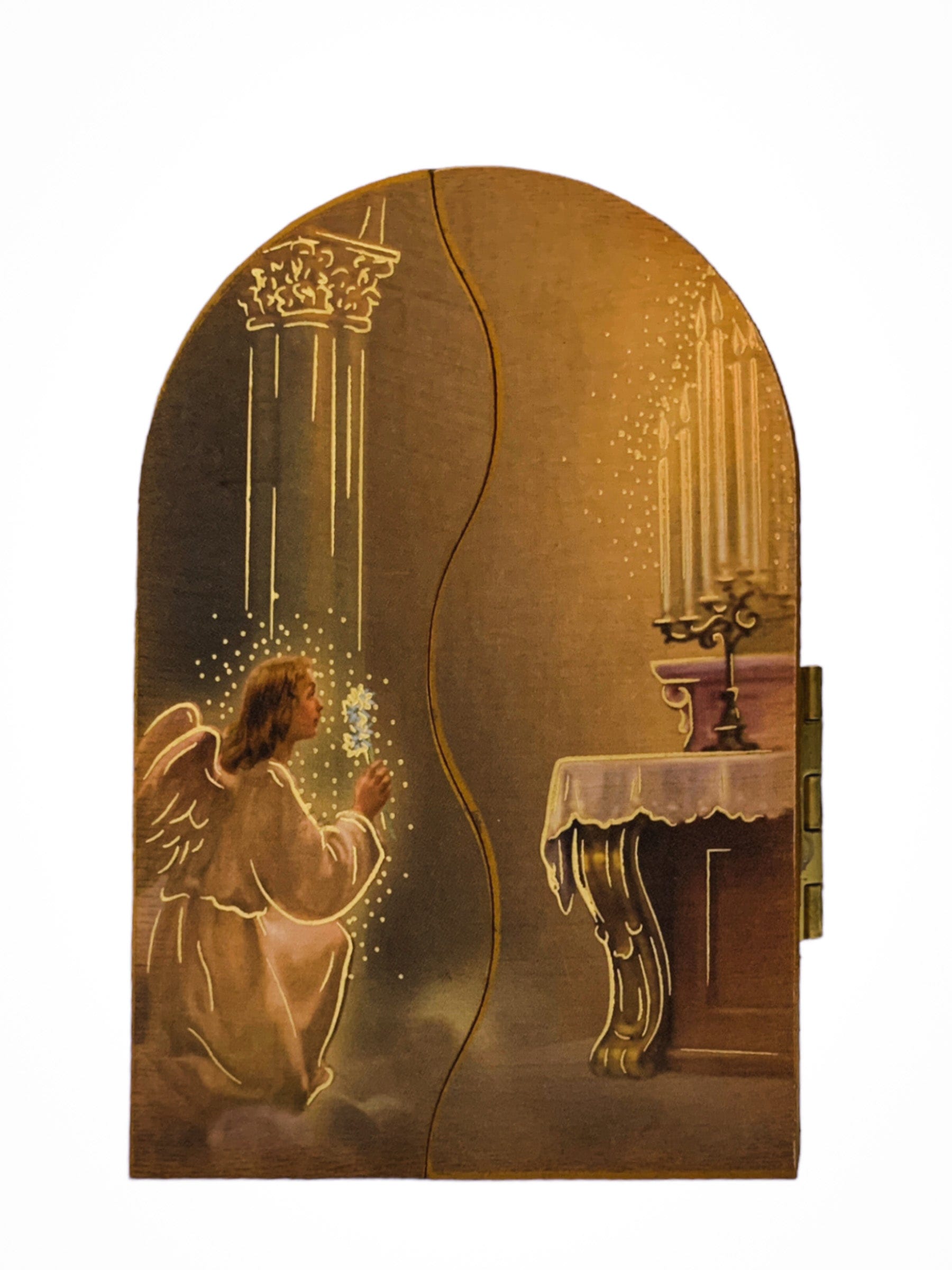 Capelinha Italiana de Nossa Senhora de Lourdes com Bernadete-TerraCotta Arte Sacra