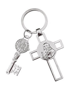 Chaveiro Cruz de São Bento com Chave e Medalha 8 cm-TerraCotta Arte Sacra