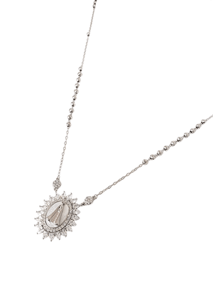 Colar Terço de Nossa Senhora Aparecida com Zircônias Brancas em Prata de Lei 925-TerraCotta Arte Sacra