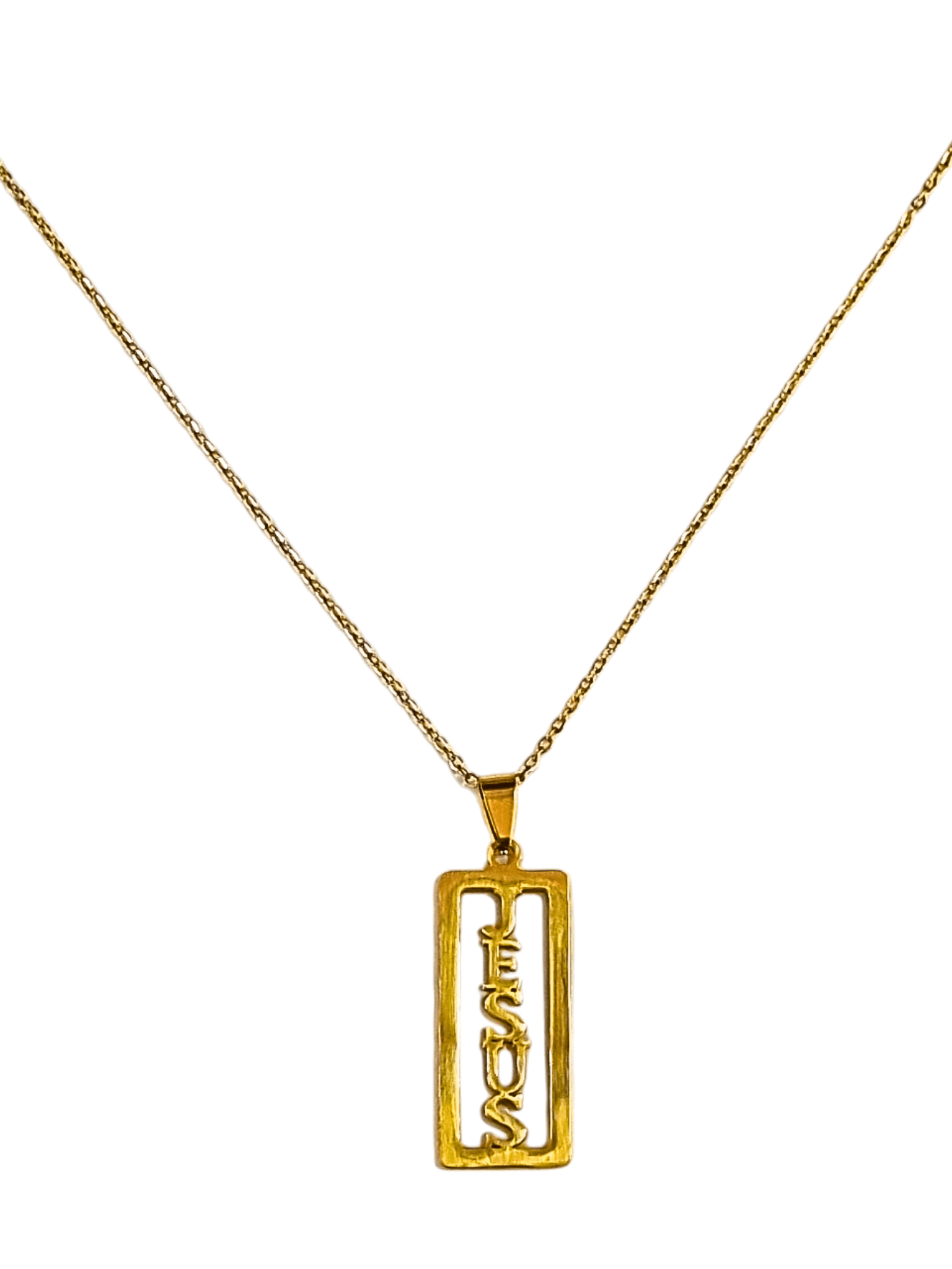 Corrente Aço Inox Dourado com Plaquinha Jesus-TerraCotta Arte Sacra