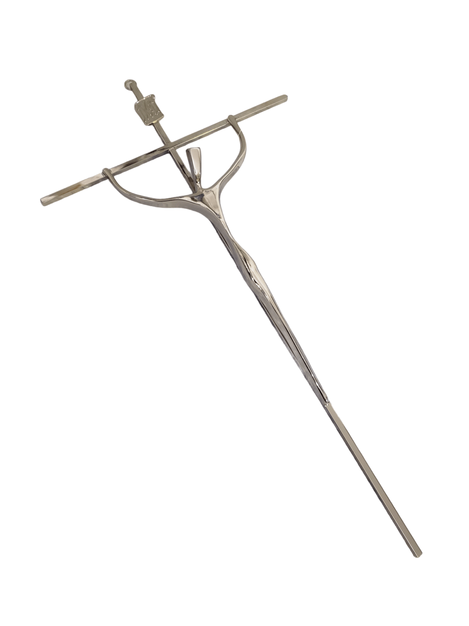 Crucifixo Estilizado de Aço Galvanizado Prateado 52 cm-TerraCotta Arte Sacra