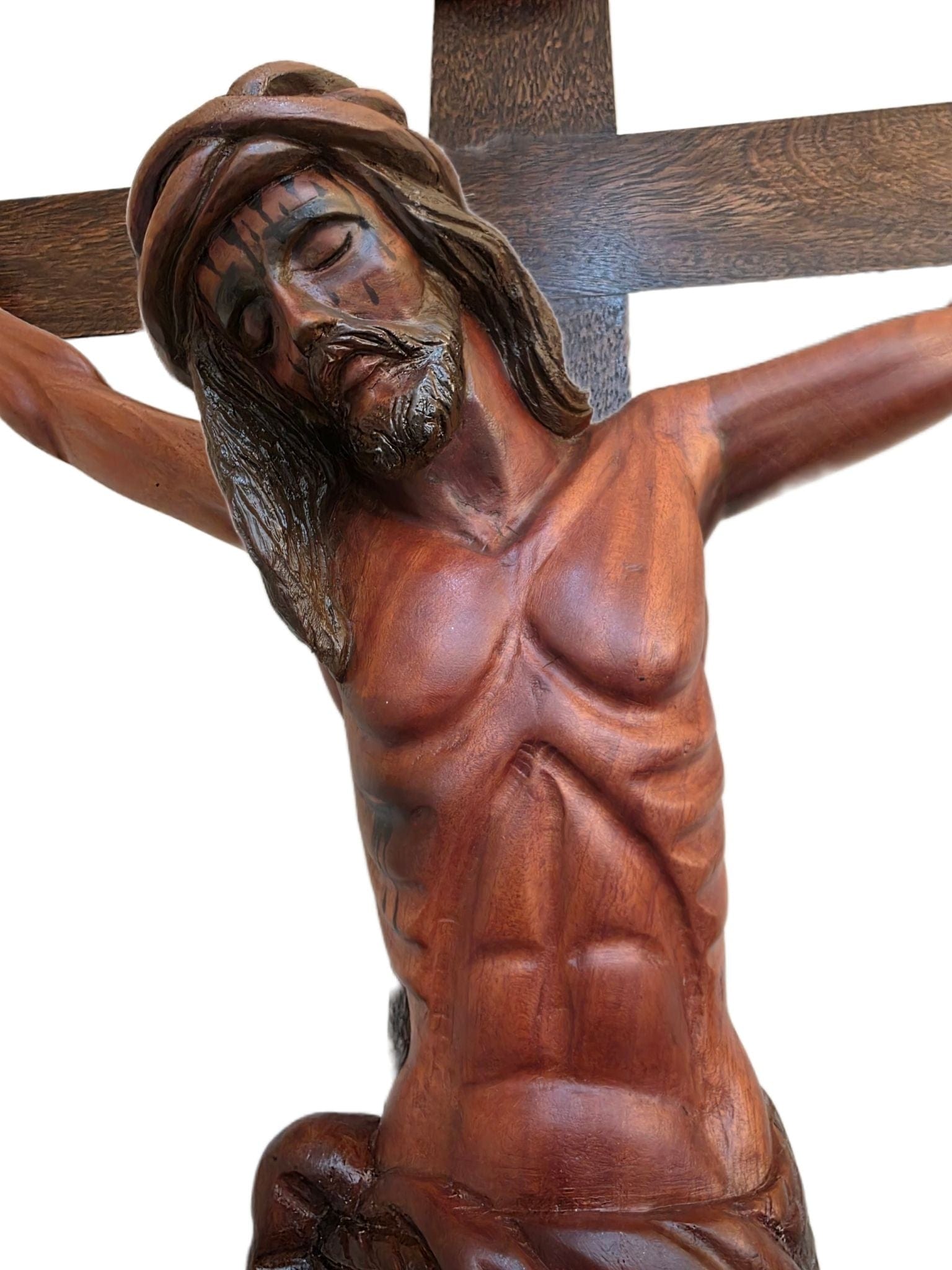 Crucifixo com Ponteira em Madeira 1,60 m-TerraCotta Arte Sacra