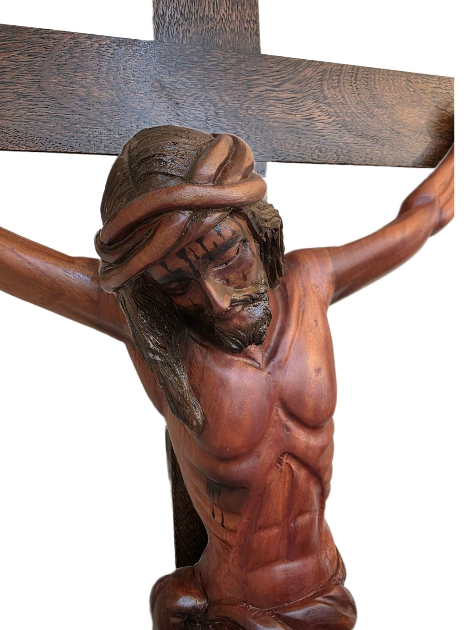 Crucifixo com Ponteira em Madeira 1,60 m-TerraCotta Arte Sacra