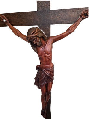 Crucifixo com Ponteira em Madeira 1,60 m-TerraCotta Arte Sacra