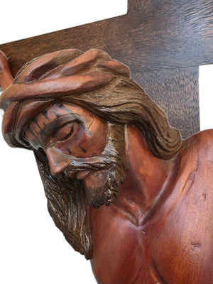 Crucifixo com Ponteira em Madeira 1,60 m-TerraCotta Arte Sacra