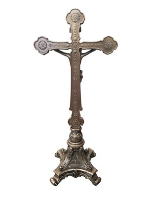Crucifixo de Mesa com Acabamento em Bronze 33 cm-TerraCotta Arte Sacra