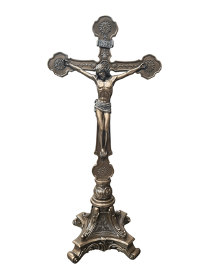 Crucifixo de Mesa com Acabamento em Bronze 33 cm-TerraCotta Arte Sacra