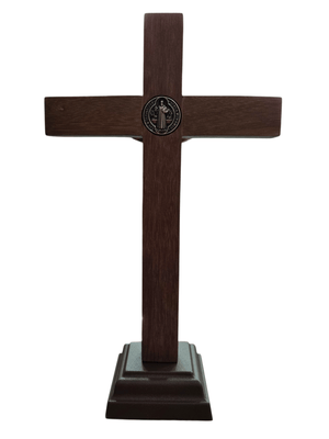 Crucifixo de Mesa em Madeira e Cristo em Metal Ouro Velho 20 cm-TerraCotta Arte Sacra