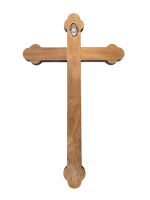Crucifixo em Madeira Trevolado com Cristo em Metal Ouro Velho 50 cm-TerraCotta Arte Sacra