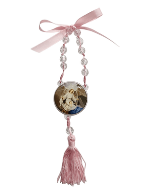 Dezena de Porta do Anjo da Guarda Medalha Resinada e Fita Rosa-TerraCotta Arte Sacra