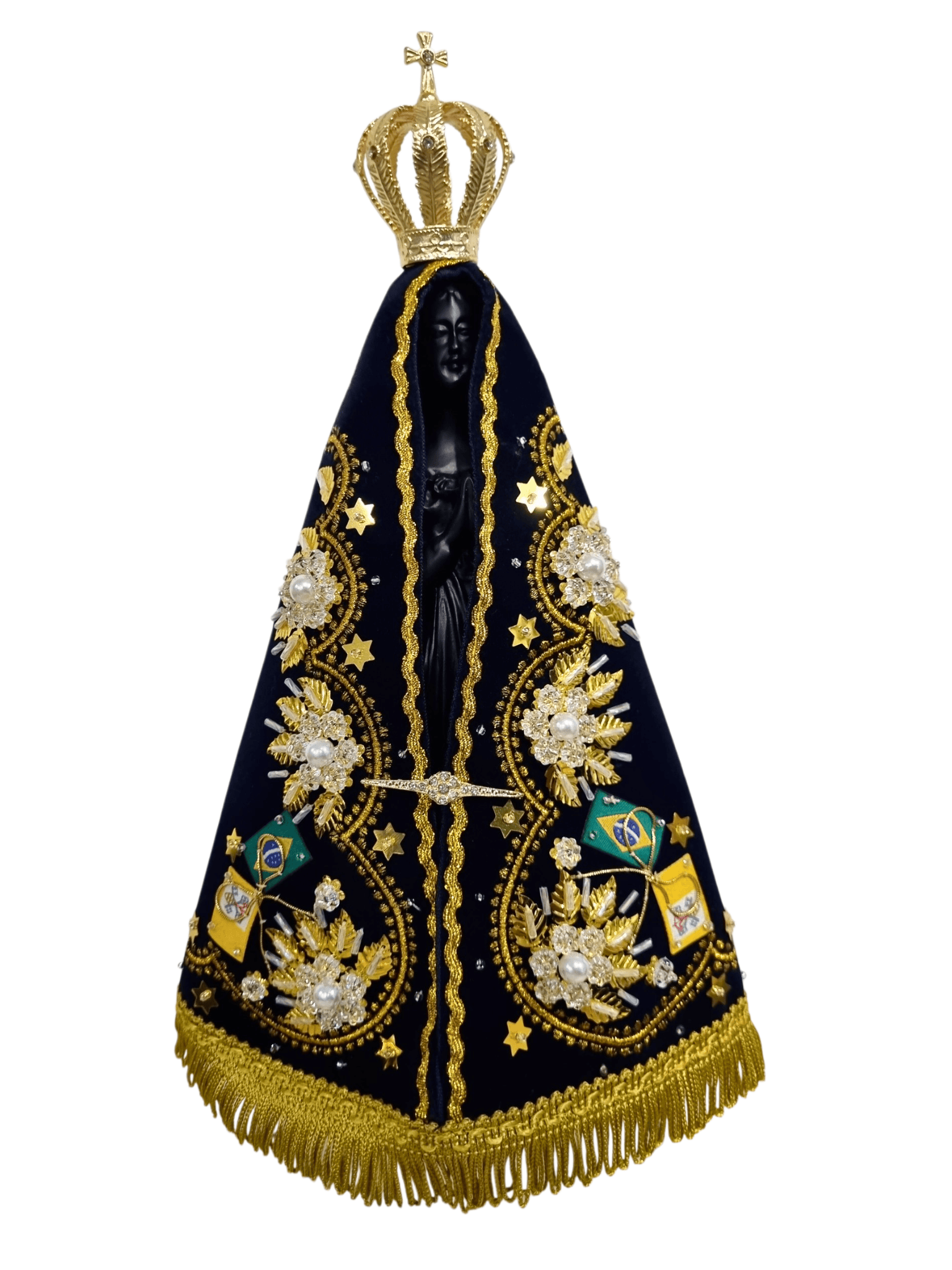 IImagem de Nossa Senhora Aparecida em Pó de Mármore Manto Luxo Pérola 30 cm-TerraCotta Arte Sacra