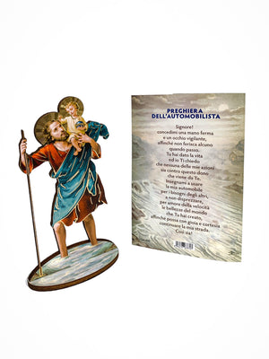 Imagem Italiana Bidimensional de São Cristóvão-TerraCotta Arte Sacra