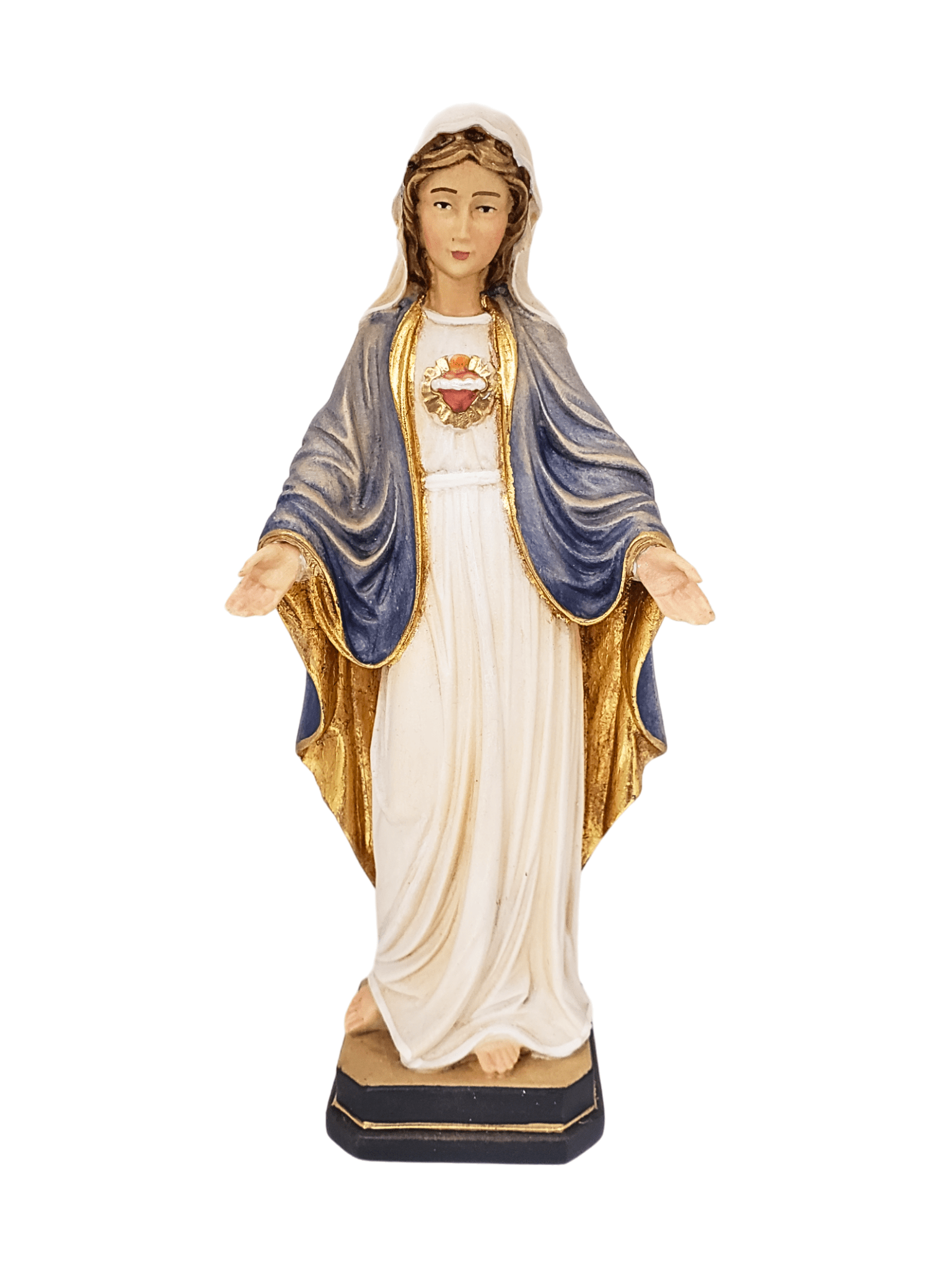 Imagem Italiana em Madeira Nossa Senhora das Graças com Coração 19 cm-TerraCotta Arte Sacra