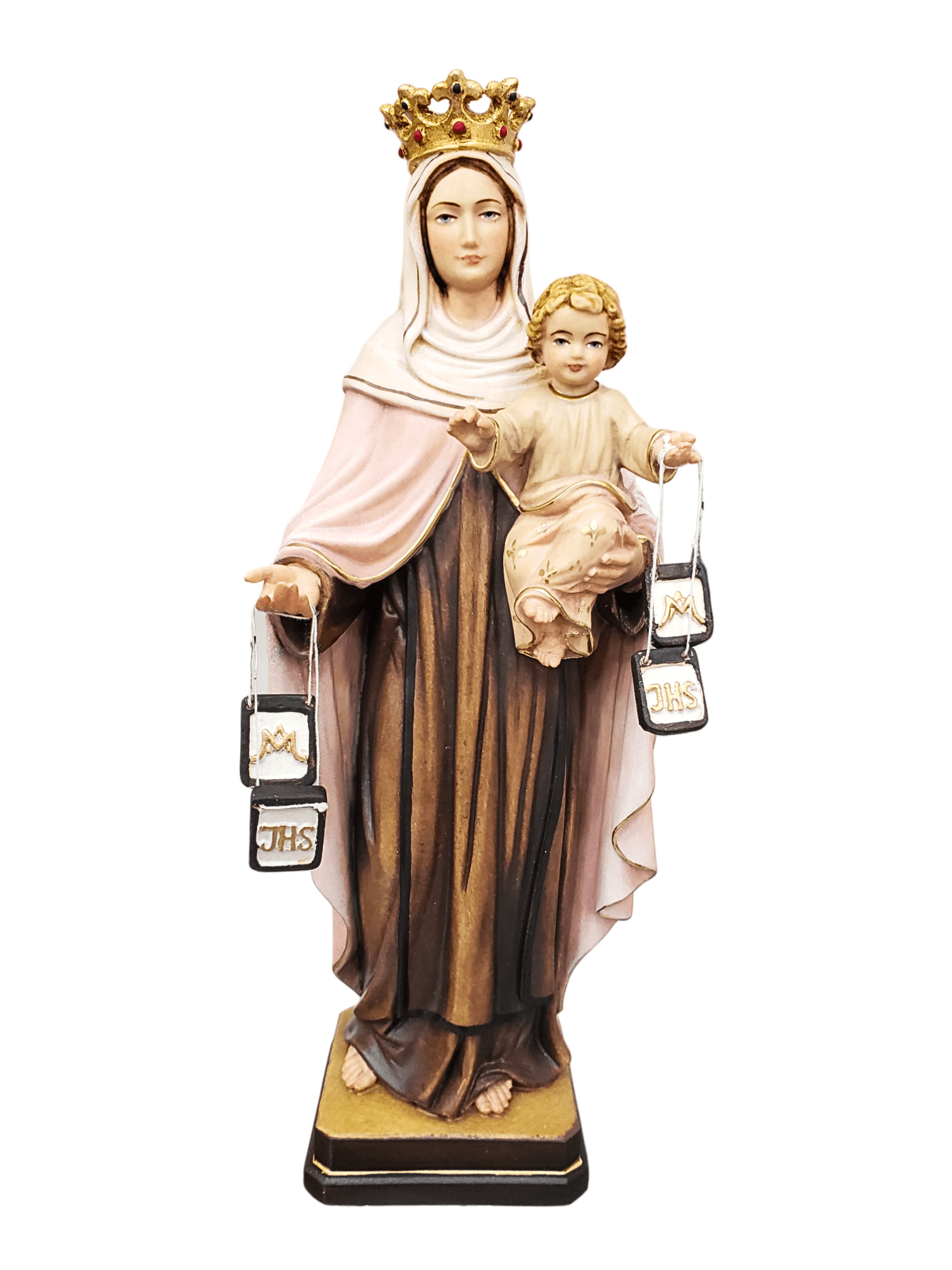 Imagem Italiana em Madeira Nossa Senhora do Carmo 30 cm-TerraCotta Arte Sacra