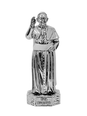 Imagem Italiana em Prata Papa Francisco 14 cm-TerraCotta Arte Sacra