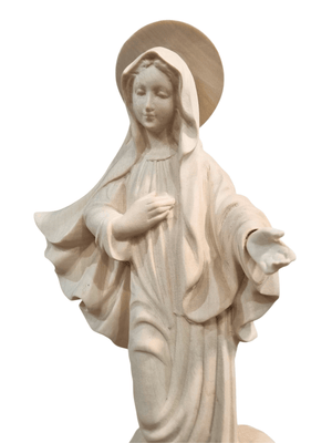 Imagem da Nossa Senhora de Medjugorje em Madeira Italiana Natural 30 cm-TerraCotta Arte Sacra