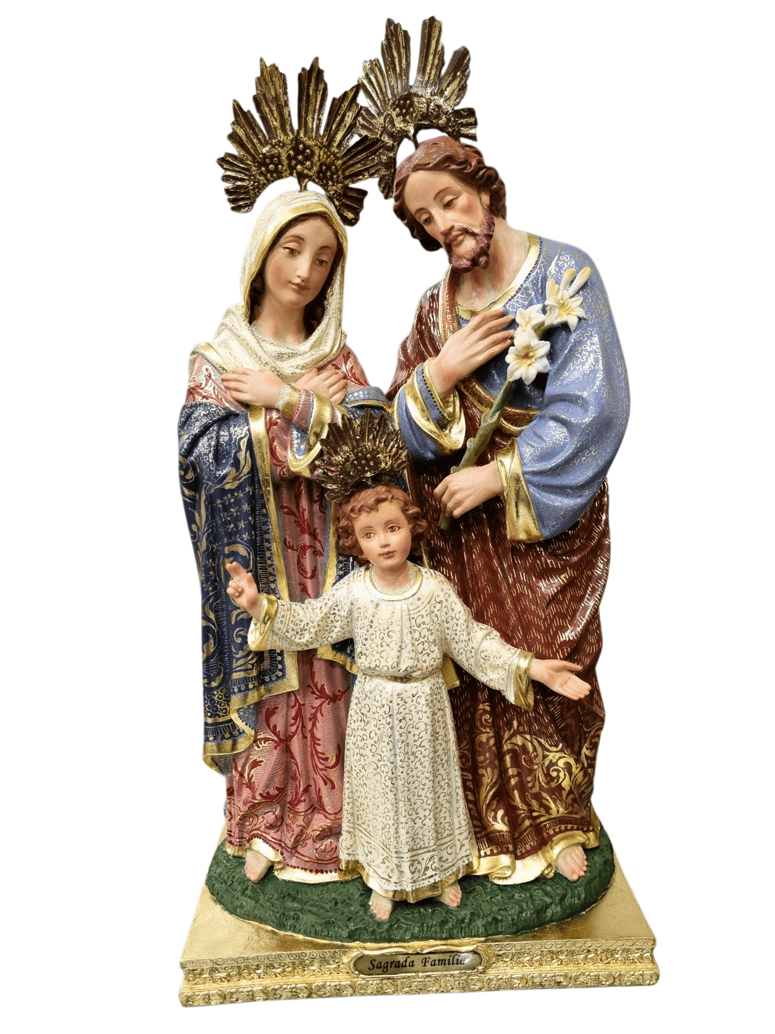 Imagem da Sagrada Família Policromada de 46 cm-TerraCotta Arte Sacra
