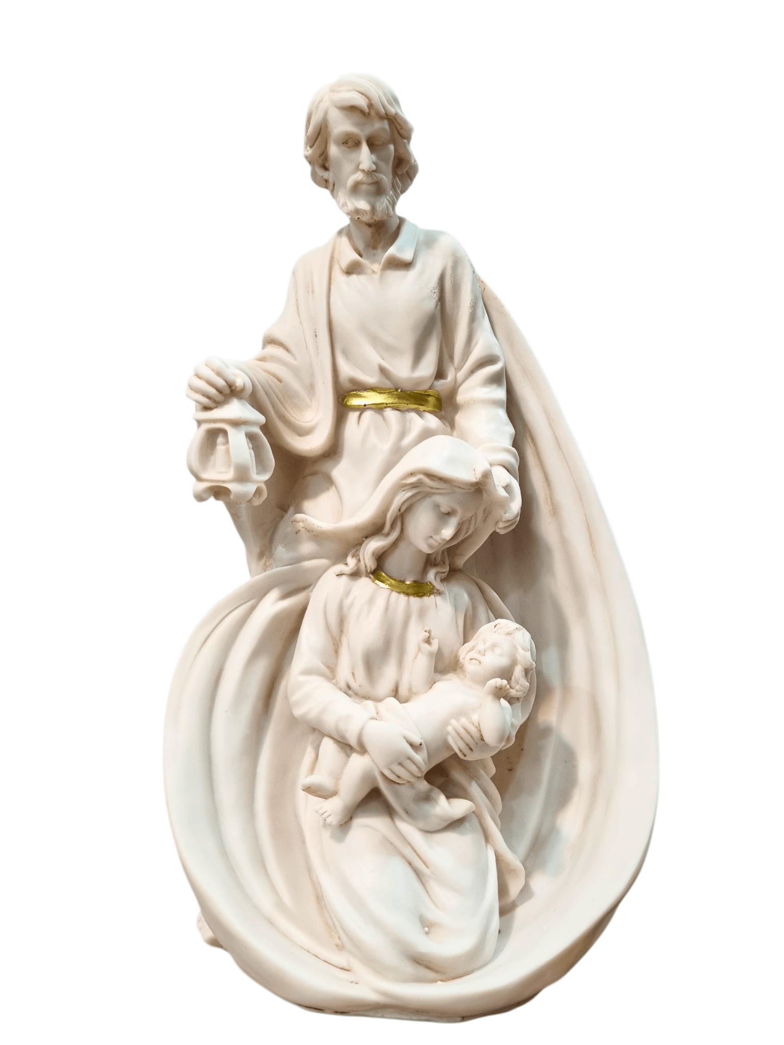 Imagem da Sagrada Família Vestia Branca em Resina 30 cm-TerraCotta Arte Sacra