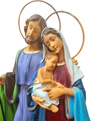 Imagem da Sagrada Família em Pó de Mármore Colorida 30 cm-TerraCotta Arte Sacra
