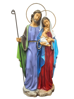 Imagem da Sagrada Família em Pó de Mármore Colorida 30 cm-TerraCotta Arte Sacra