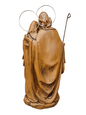 Imagem da Sagrada Família em Pó de Mármore Cor Madeira 30 cm-TerraCotta Arte Sacra