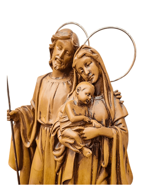 Imagem da Sagrada Família em Pó de Mármore Cor Madeira 30 cm-TerraCotta Arte Sacra
