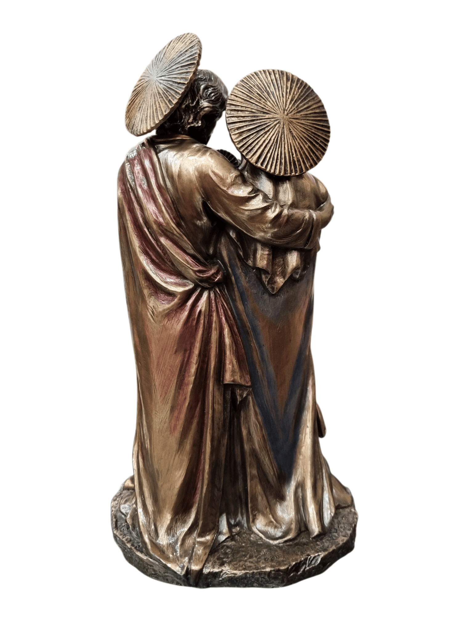 Imagem da Sagrada Família em Pó de Mármore com Acabamento em Bronze 21 cm-TerraCotta Arte Sacra