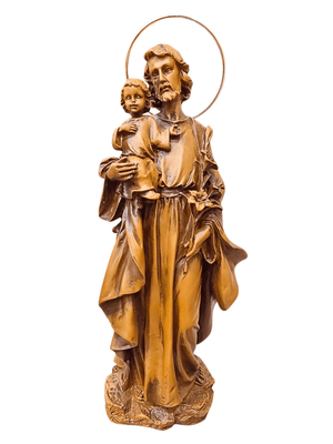 Imagem da São José em Pó de Mármore Cor Madeira 25 cm-TerraCotta Arte Sacra