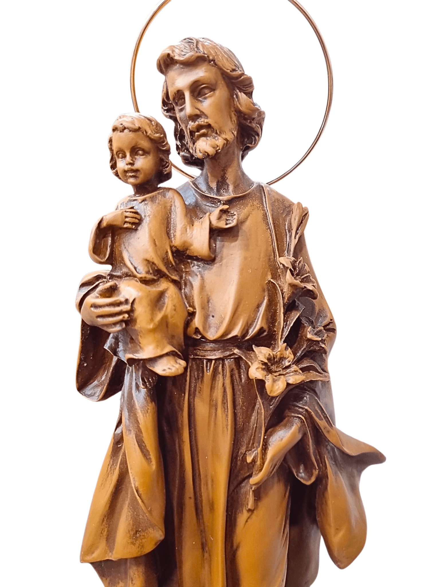 Imagem da São José em Pó de Mármore Cor Madeira 25 cm-TerraCotta Arte Sacra