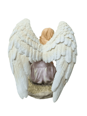 Imagem de Anjo Sentado com Espírito Santo em Pó de Mármore Colorido 13 cm-TerraCotta Arte Sacra