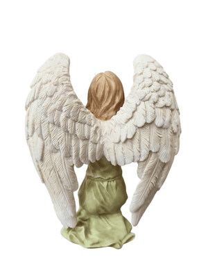 Imagem de Anjo com Pomba em Pó de Mármore Colorido 13 cm-TerraCotta Arte Sacra