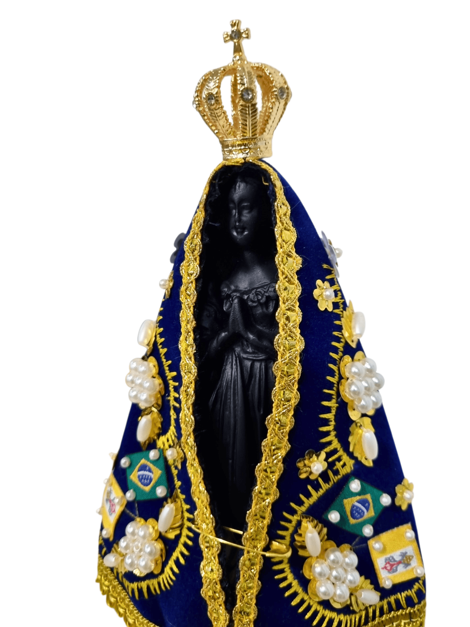 Imagem de Nossa Senhora Aparecida Em Pó de Mármore Manto Flor 18 cm-TerraCotta Arte Sacra