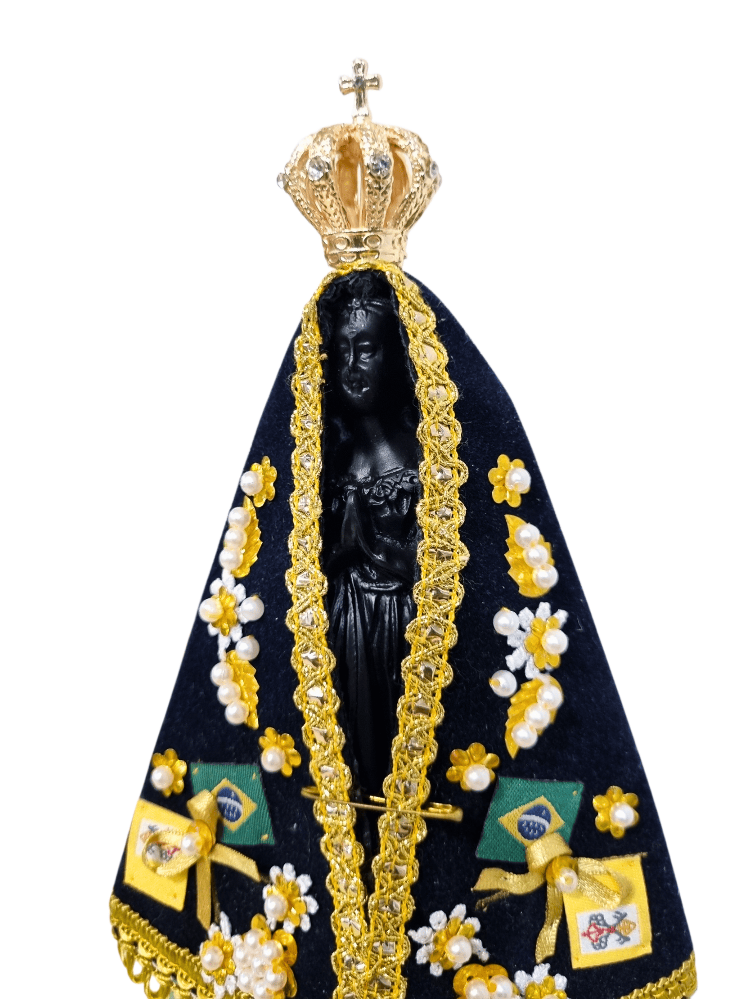 Imagem de Nossa Senhora Aparecida Em Pó de Mármore Manto Laço 18 cm-TerraCotta Arte Sacra