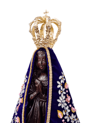 Imagem de Nossa Senhora Aparecida Fac-Símile com Manto em Veludo Alemão Bisotê 45 cm-TerraCotta Arte Sacra