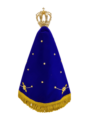 Imagem de Nossa Senhora Aparecida Fac-Símile em Madeira com Manto Flores 46 cm-TerraCotta Arte Sacra