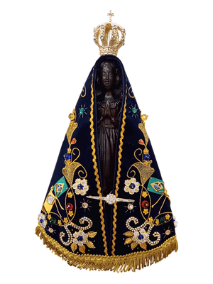 Imagem de Nossa Senhora Aparecida Fac-Símile em Madeira com Manto Oficial 32 cm-TerraCotta Arte Sacra